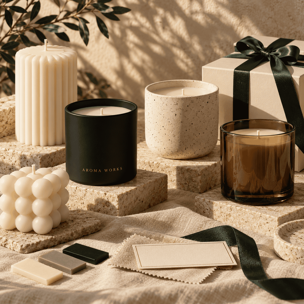 Luksusowe świece Aroma Works® w eleganckim otoczeniu.